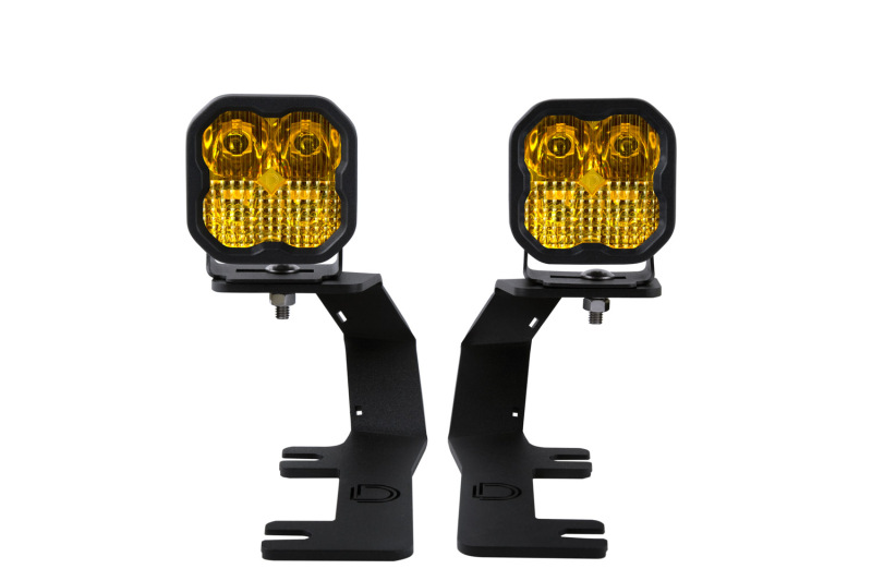 GMC Sierra 1500 LED Ditch Light Kit - Above Hood - Diode Dynamics - SS3 LED Pods + TIR Optics - Sport Yellow - `14-`19 GMC Sierra 1500 LED Ditch Light Kit - Above Hood - Diode Dynamics - SS3 LED Pods + TIR Optics - Sport Yellow - `14-`19
